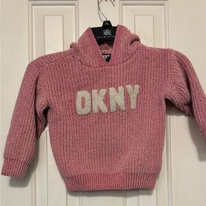DKNY Pink Knit Logo Cowl Sweater